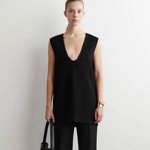 COS Black Deep V Sleeveless Tank Top